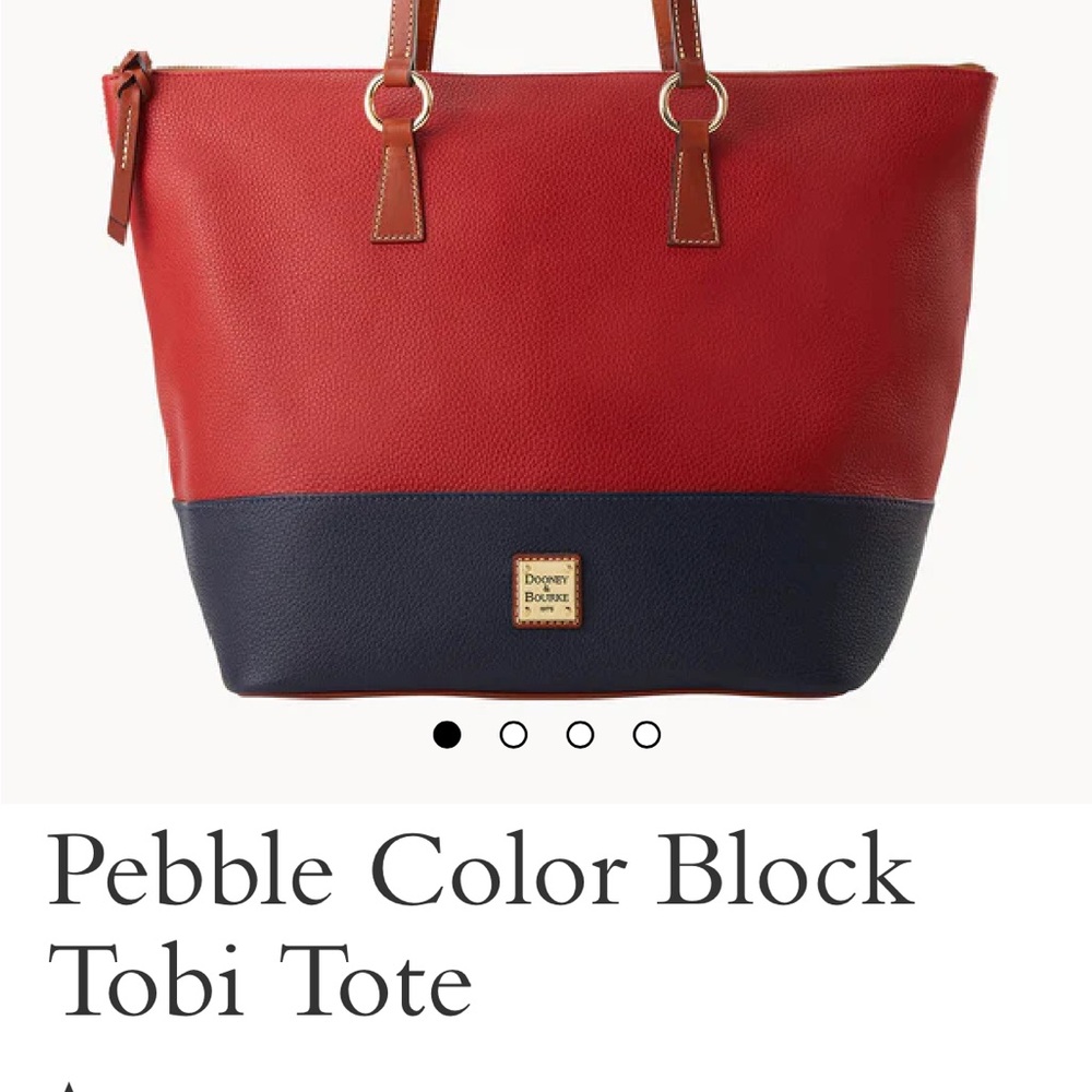 Dooney & Bourke Red and Navy Pebble Tote